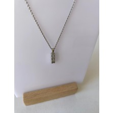 Xuping Dikey Üç Taşlı Minimal Silver Kolye
