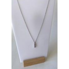 Xuping Dikey Üç Taşlı Minimal Silver Kolye