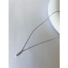 Xuping Dikey Üç Taşlı Minimal Silver Kolye