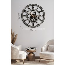 Metalium Concept Dekoratif Türkçe Rakamlı Çark Tasarımlı Siyah Metal Duvar Saati 60X60CM [2354-60x60]