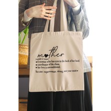 Happy Mother's Day Baskılı Anneler Günü Hediyelik Bej %100 Pamuklu Ham Bez Bej Çanta