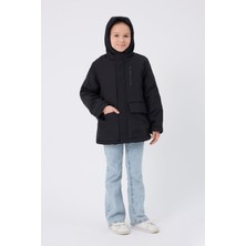 Spor Kız Çocuk Taba Kürklü Su ve Rüzgar Geçirmez Kapüşonlu 3 Mont Parka
