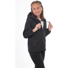 Spor Kız Çocuk Astarlı Su ve Rüzgar Geçirmez Kapüşonlu Çift Fermuarlı Yağmurluk