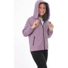 Spor Kız Çocuk Astarlı Su ve Rüzgar Geçirmez Kapüşonlu Çift Fermuarlı Yağmurluk