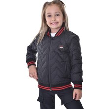 Kız Çocuk Kolej Yaka Astarlı Su ve Rüzgar Geçirmez Fermuarlı Cep Mont Ceket