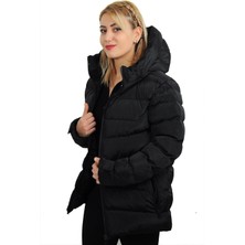 First Stops Spor Kadın Polarlı Kürklü Kapüşonlu Su Geçirmez Rüzgara Dayanıklı Şişme Mont Parka