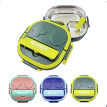 Muggle 500 ml Paslanmaz Çelik Yemek Kabı 3 Bölmeli Beslenme Kabı Lunch Box Yemek Termosu Sefer Tası