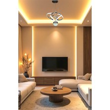 Modern Krom Toplu Space 3 Renk Kumandalı (Beyaz&sarı&günışığı) LED Avize
