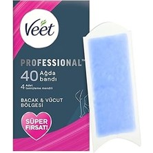 Veet Professional Hassas Ciltler Için Ağda Bandı, Bacak ve Vücut Bölgesi, 40'lı Süper Fırsat Paketi