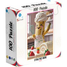 Soi Craft 100 Parça Puzzle Çift Tasarım Tek Kutu Pasta Şefi Muz Figürü