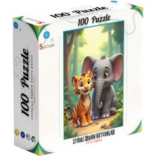 Soi Craft 100 Parça Puzzle Çift Tasarım Tek Kutu Safari Şapkalı Karınca
