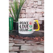 Peace Love Veganism Baskılı Hediyelik Kulplu Kupa Bardak