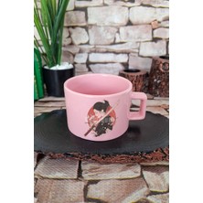 Samuray Kızı 1 Baskılı Japon Savaşçı Anime Manga Kare Kulplu Fincan Pembe Kupa Bardak