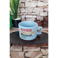 Boyfriend English Teacher Baskılı Ingilizce Öğretmeni Kare Kulplu Fincan Mavi Kupa Bardak