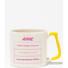 "kahraman Anne" Anneye Özel Doğum Günü Hediye Sarı Kulplu Kupa Bardak