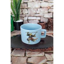 Samuray Kurbağa 3 Baskılı Japon Çizimi Anime Manga Kare Kulplu Fincan Mavi Kupa Bardak