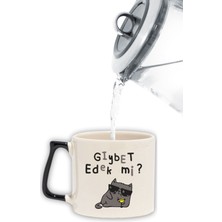 Gıybet Edek Mı-Kedi Baskılı Eğlenceli Hediyelik Renkli Kulplu Modern Seramik Kupa