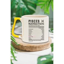 Balık Burcu "pisces Nutrition Facts" Mizahi Arkadaşa Doğum Günü Hediye Sarı Kulplu Kupa Bardak