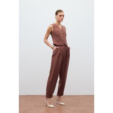 Salaş Keten Pantolon - Kahve