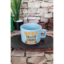 Best English Teacher Ever Baskılı Ingilizce Öğretmeni Kare Kulplu Fincan Mavi Kupa Bardak