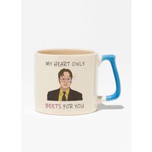 My Heart Only Beets For You Dwight Schrute The Office Baskılı Mavi Kulplu Modern Seramik Kupa
