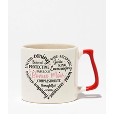 Mom Kalp Şekilli Yazılı Baskılı Anneler Günü Hediyelik Siyah Kulplu Modern Seramik Kupa