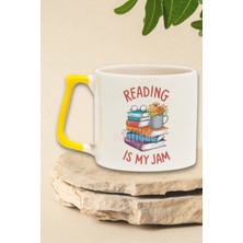 Reading Is My Jam Yazılı Kitap Okuma Tutkusu Hediyelik Kulplu Kupa Bardak