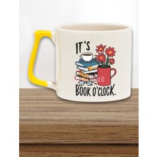 Its Book O'clock Yazılı Kitap Okuma Zamanı Mottosu Hediyelik Kulplu Kupa Bardak