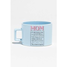 Happy Mother's Day No:2 Baskılı Anneler Günü Hediyelik Mavi Dikdörtgen Kulplu Fincan Kupa Bardak