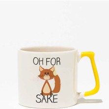 Oh For Fox Sake Baskılı | Komik Eğlenceli Hediyelik | Sarı Kulplu Modern Seramik Kupa