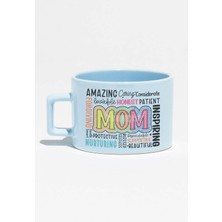 Amazing Mom Baskılı Anneler Günü Hediyelik Mavi Dikdörtgen Kulplu Fincan Kupa Bardak