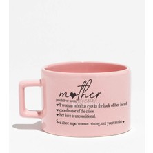 Happy Mother's Day Baskılı Anneler Günü Hediyelik Pembe Dikdörtgen Kulplu Fincan Kupa Bardak