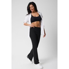 Kadın Likralı Beli Lastikli Ispanyol Paça Pantolon