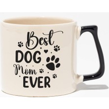 Best Dog Mom Ever No:1 Baskılı Anneler Günü Hediyelik Siyah Kulplu Modern Seramik Kupa