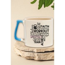 Workout Quotes Temalı Gym Spor Antrenman Motivasyon Sözleri Hediyelik Kulplu Kupa Bardak
