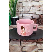 Just A Girl Who Loves Cats Temalı Kedi Aşığı Kız Kare Kulplu Fincan Pembe Kupa Bardak