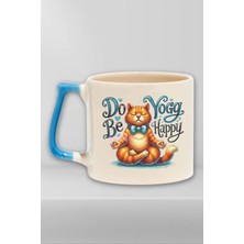 "do Yoga Be Happy" Yoga Yap Mutlu Ol Arkadaşa Sevgiliye Doğum Günü Hediye Mavi Kulplu Kupa Bardak