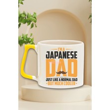 Japanese Dad Cooler Baskılı Japon Baba Doğum Günü Hediye Sarı Kulplu Kupa Bardak