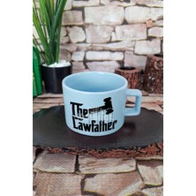 The Lawfather Baskılı Komik Avukat Godfather Esprisi Kare Kulplu Fincan Mavi Kupa Bardak