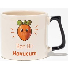 Ben Bir Havucum Baskılı Baskılı Siyah Kulplu Modern Seramik Kupa