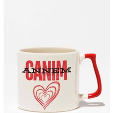 Canım Annem Baskılı Kırmızı Kulplu Modern Seramik Kupa