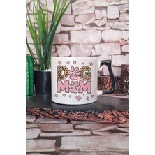 Dog Mom Desenli Köpek Annesi Köpeksever Şık Hediyelik Kulplu Kupa Bardak