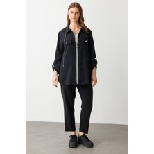 Ekol Kadın Büyük Beden Beli Lastikli Havuç Kesim Pantolon 7574 Siyah