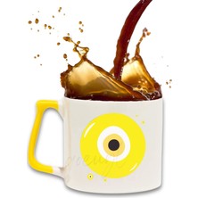 Nazar Boncuğu Baskılı Hediyelik Renkli Kulplu Modern Seramik Kupa