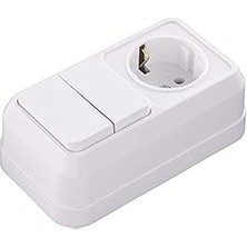 Sıva Üstü Ikili Komütatör Topraklı Priz Beyaz