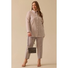 Galaxi Kadın Büyük Beden Nakışlı Pul Detaylı Tunik 4009 Gri