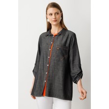 Ekol Kadın Büyük Beden Polo Yaka Bluz 3962 Siyah