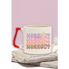 Work! Ut Workout Workout Workout Baskılı Gym Spor Çalışma Hediyelik Kulplu Kupa Bardak