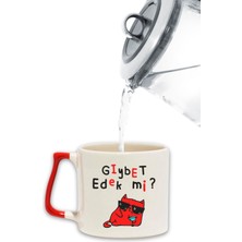 Gıybet Edek Mı-Kedi Baskılı Eğlenceli Hediyelik Renkli Kulplu Modern Seramik Kupa