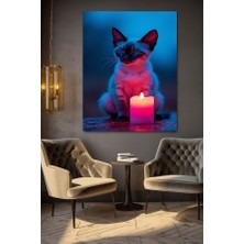 Mumla Isınan Kedi Kanvas Tablo Ev Duvar Salon Ofis Dükkan Hediyelik Dekarasyon Süsü